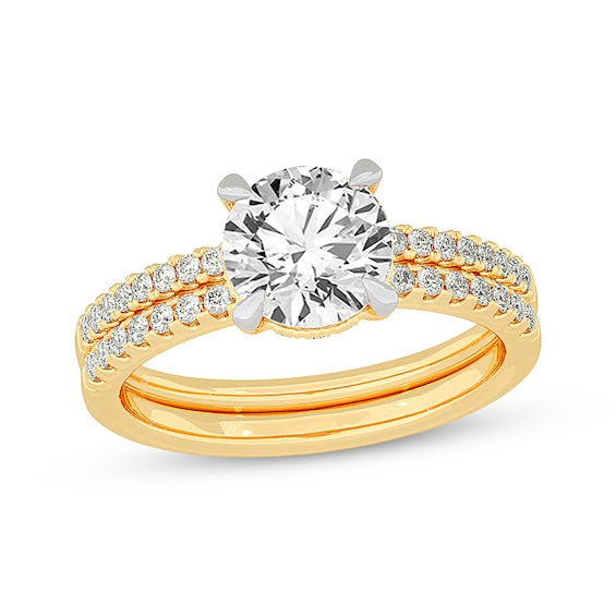 Now + Forever Lab-Grown Diamonds Round-Cut Bridal Set 2-3/8 ct tw 14K Yellow Gold