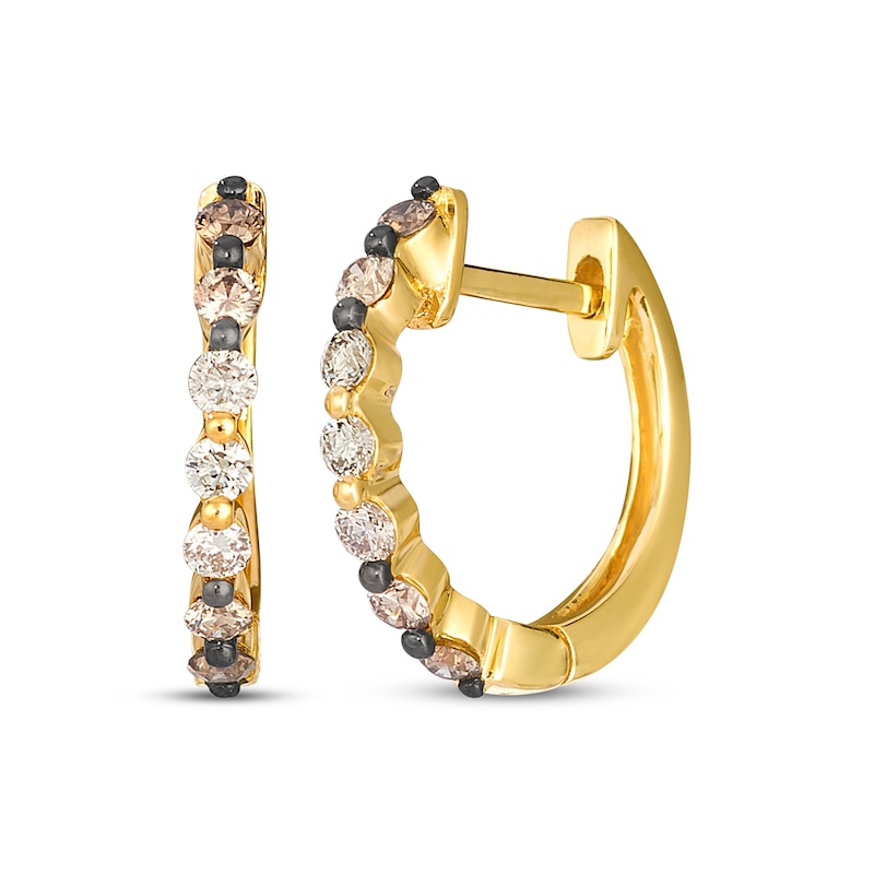 Main Image 1 of Le Vian Desert Diamonds Chocolate Ombré Diamond Hoop Earrings 1/3 ct tw 14K Honey Gold