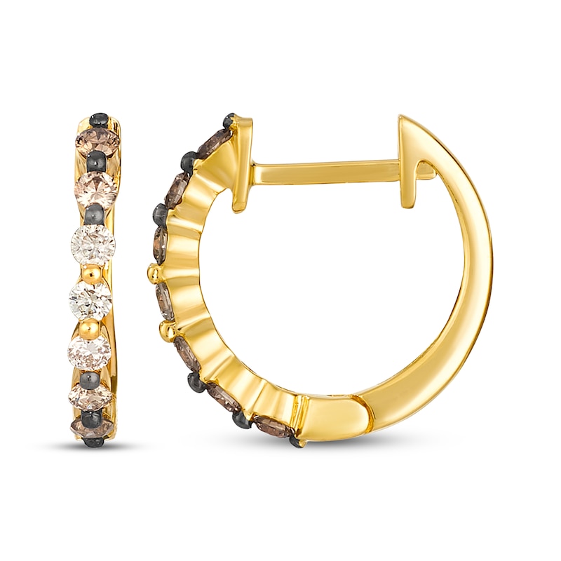 Main Image 3 of Le Vian Desert Diamonds Chocolate Ombré Diamond Hoop Earrings 1/3 ct tw 14K Honey Gold