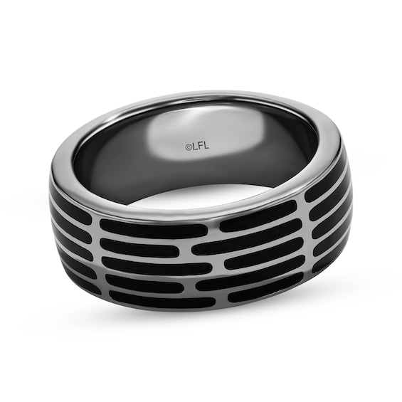 Star Wars Men's Ring Black Rhodium-Plated Sterling Silver with Black Ceramic
