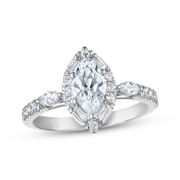 Now + Forever Certified Lab-Grown Diamonds Marquise-Cut Halo Engagement Ring 1 ct tw 14K White Gold