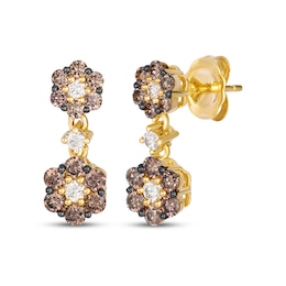 Le Vian Diamond Flower Dangle Earrings 1 ct tw 14K Honey Gold
