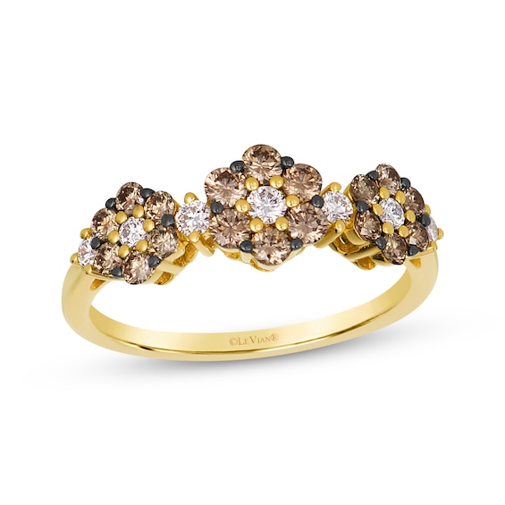 Le Vian Diamond Flower Trio Ring 3/4 ct tw 14K Honey Gold