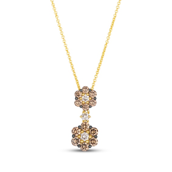 Le Vian Diamond Tiered Flower Necklace 7/8 ct tw 14K Honey Gold 19"