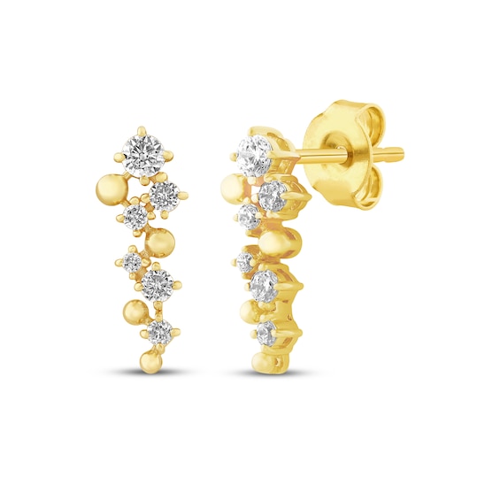 JOUJE Collection Lab-Grown Diamond & Bead Scatter Drop Earrings 1 ct tw 10K Yellow Gold
