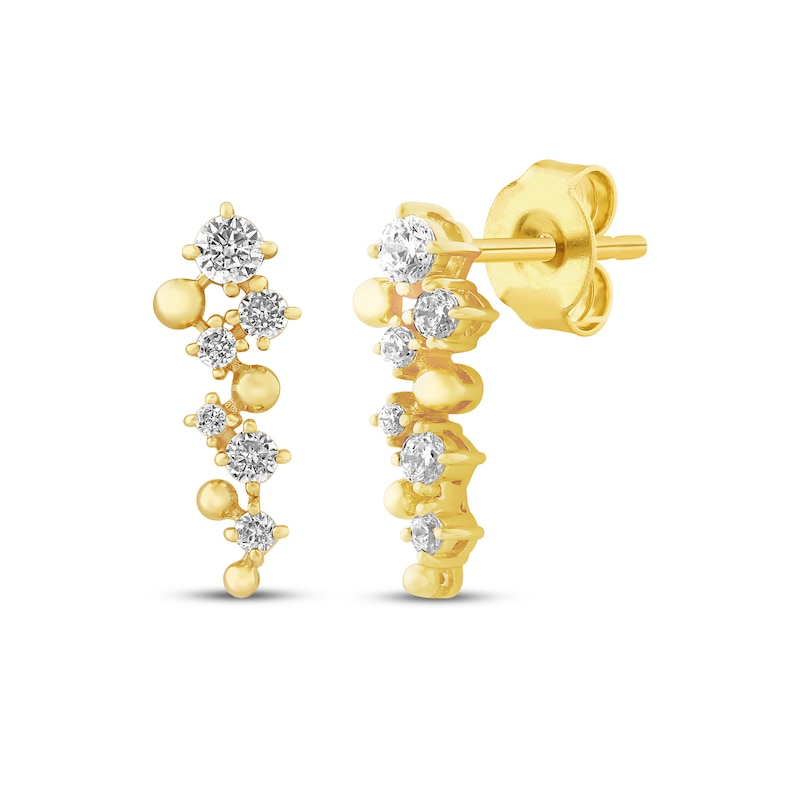 Main Image 1 of JOUJE Collection Lab-Grown Diamond & Bead Scatter Drop Earrings 1 ct tw 10K Yellow Gold