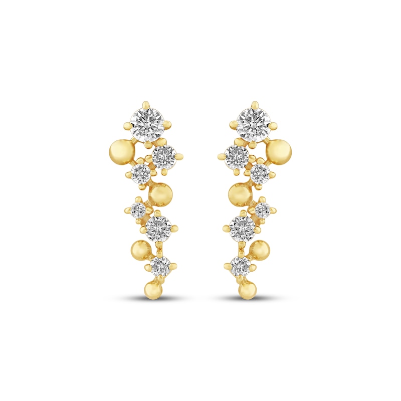 Main Image 2 of JOUJE Collection Lab-Grown Diamond & Bead Scatter Drop Earrings 1 ct tw 10K Yellow Gold