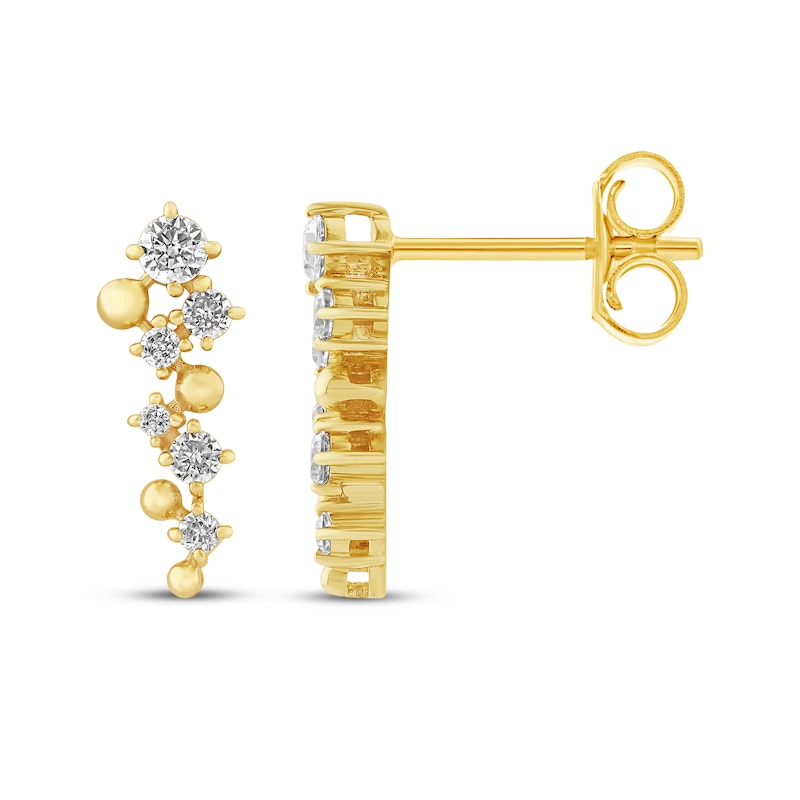 Main Image 3 of JOUJE Collection Lab-Grown Diamond & Bead Scatter Drop Earrings 1 ct tw 10K Yellow Gold