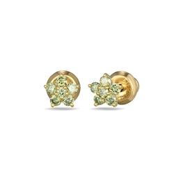 Rocksbox Green Lab-Grown Diamond Flower Stud Earrings 1/6 ct tw 24K Yellow Gold Vermeil Sterling Silver