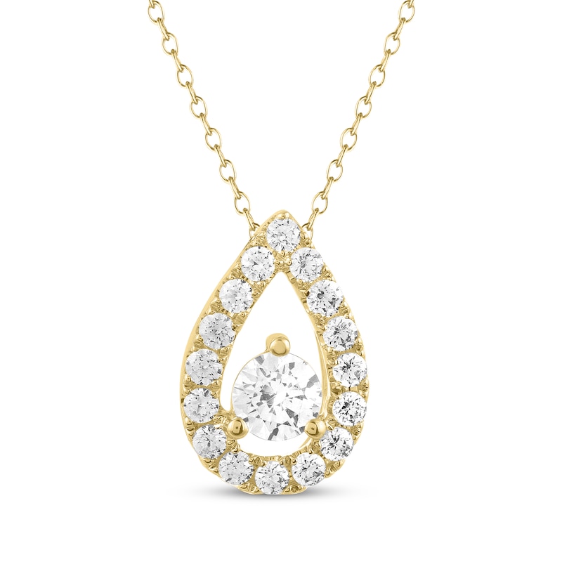 Main Image 1 of THE LEO Diamond Teardrop Frame Necklace 1/2 ct tw 14K Yellow Gold 19"