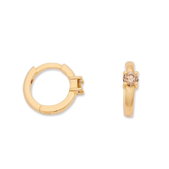 Rocksbox The Parker Brown Lab-Grown Diamond Solitaire Huggie Hoop Earrings 1/6 ct tw 18K Yellow Gold Vermeil Sterling Silver