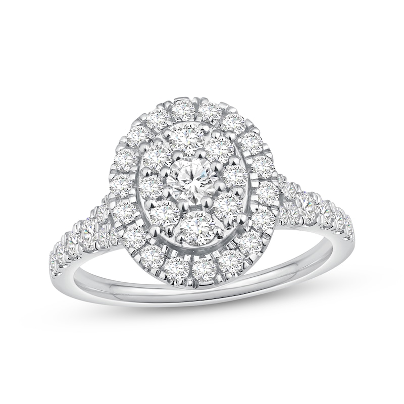 Main Image 1 of Now + Forever Multi-Diamond Oval Halo Engagement Ring 1 ct tw 10K White Gold