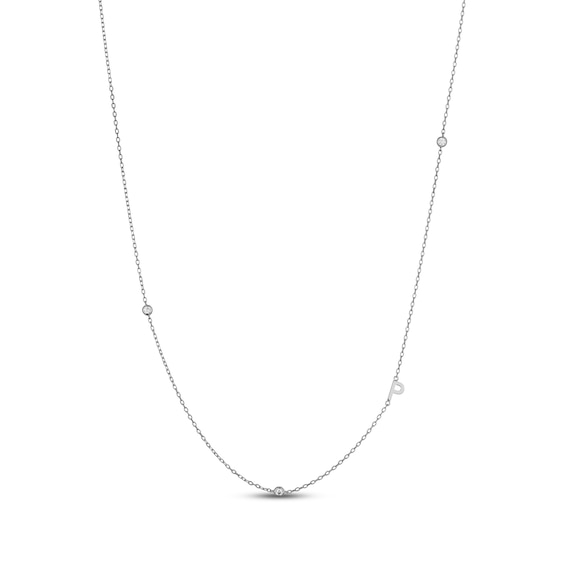 Rocksbox The Sideways Initial Lab-Grown Diamond "P" Necklace 1/10 ct tw Sterling Silver 19"