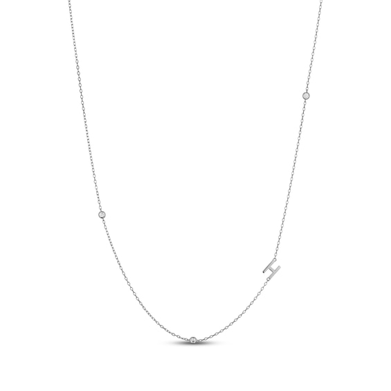 Rocksbox The Sideways Initial Lab-Grown Diamond "H" Necklace 1/10 ct tw Sterling Silver 19"