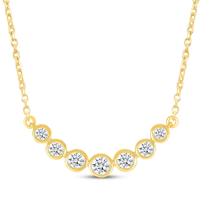 Main Image 1 of Diamond Smile Necklace 1/4 ct tw 10K Yellow Gold 18"
