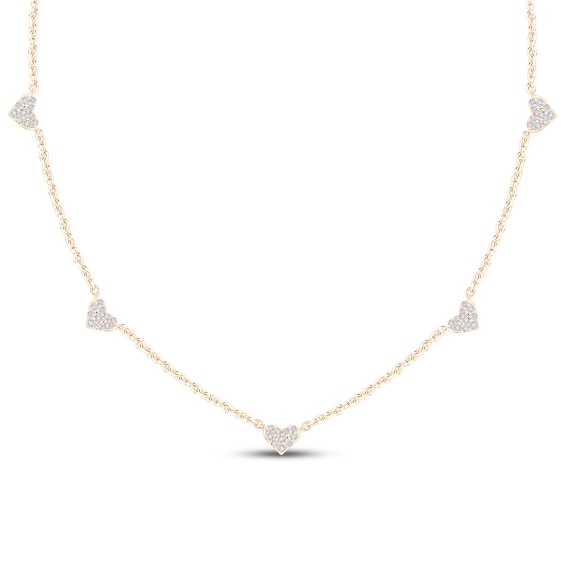 KAY Lab-Grown Diamonds Heart Station Necklace 1/4 ct tw 10K Yellow Gold 18"