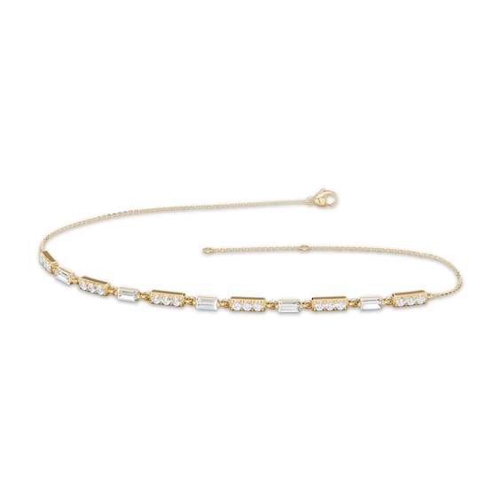 Rocksbox The Chloe Round & Baguette-Cut Lab-Grown Diamond Half Tennis Bracelet 3/8 ct tw 24K Yellow Gold Vermeil Sterling Silver 8"
