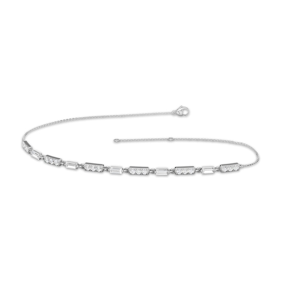 Rocksbox The Chloe Round & Baguette-Cut Lab-Grown Diamond Half Tennis Bracelet 3/8 ct tw Sterling Silver 8"