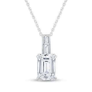 Neil Lane Artistry Emerald & Baguette-Cut Certified Lab-Grown Diamond Necklace 2 ct tw 14K White Gold 18"