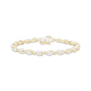 KAY Lab-Grown Diamonds Marquise-Cut Curved Outline Link Bracelet 3 ct tw 10K Yellow Gold 7"