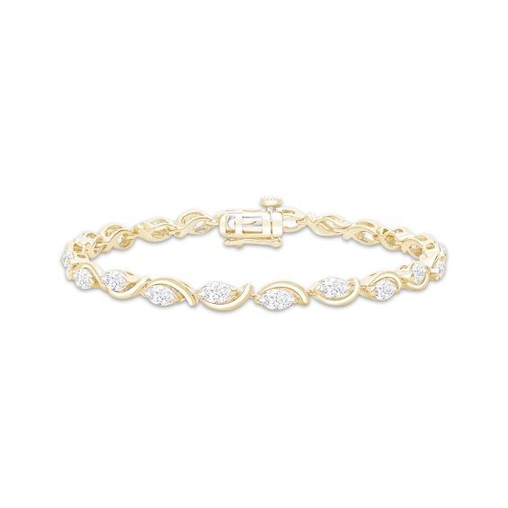 KAY Lab-Grown Diamonds Marquise-Cut Curved Outline Link Bracelet 3 ct tw 10K Yellow Gold 7"