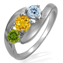 3-Stone Round Birthstone Ring (3 Stones)