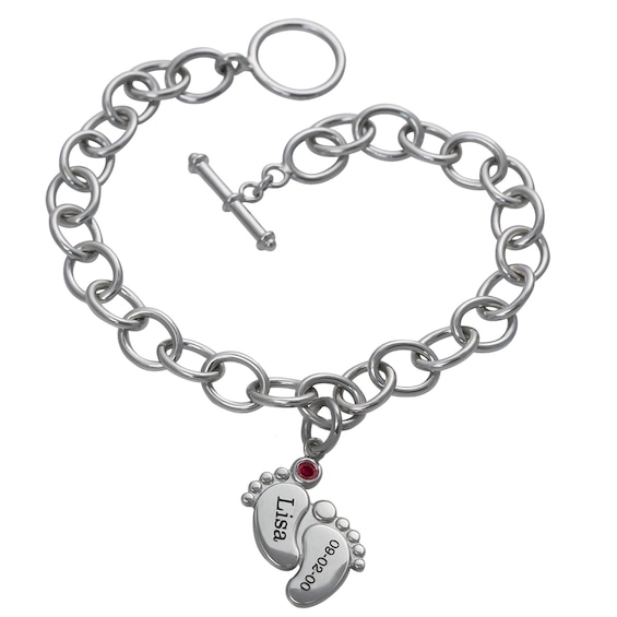 Birthstone Bracelet (1 Stone and 2 Lines)
