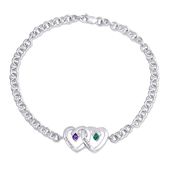 Birthstone Couple's Anklet (2 Stones and Lines)