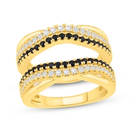 Black & White Diamond Enhancer Ring 3/4 ct tw 14K Yellow Gold