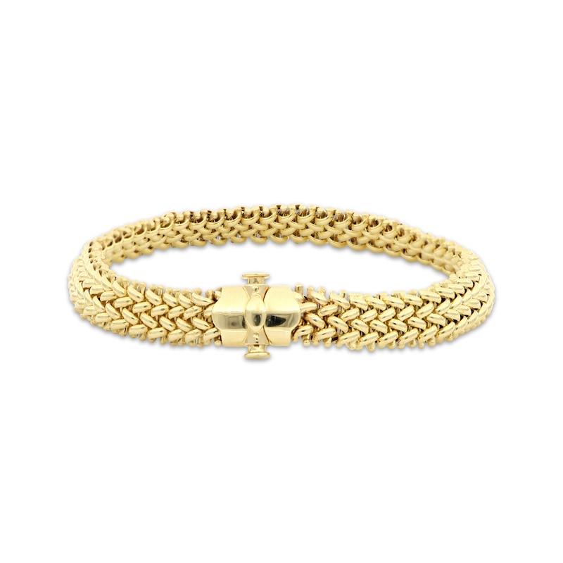 Woven Hollow Chain Bracelet 14K Yellow Gold 7.5
