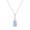 Thumbnail Image 1 of Emerald-Cut Blue Lab-Created Opal & White Lab-Created Sapphire Necklace Sterling Silver 18&quot;