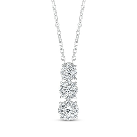 KAY Lab-Grown Diamonds Triple Drop Necklace 1/4 ct tw 10K White Gold 18"