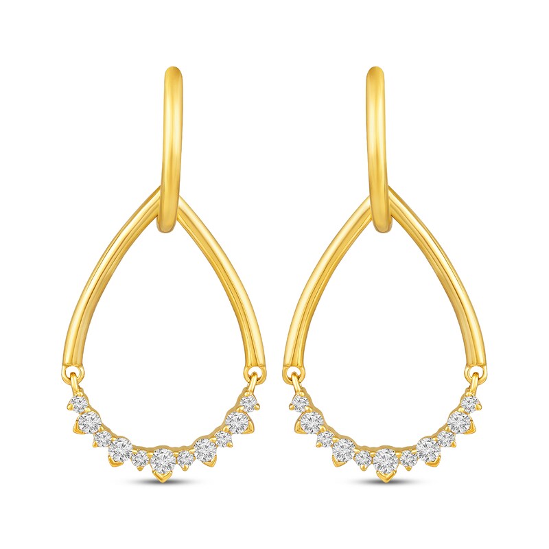 Main Image 2 of Diamond Convertible Teardrop & Hoop Earrings 1/3 ct tw 10K Yellow Gold