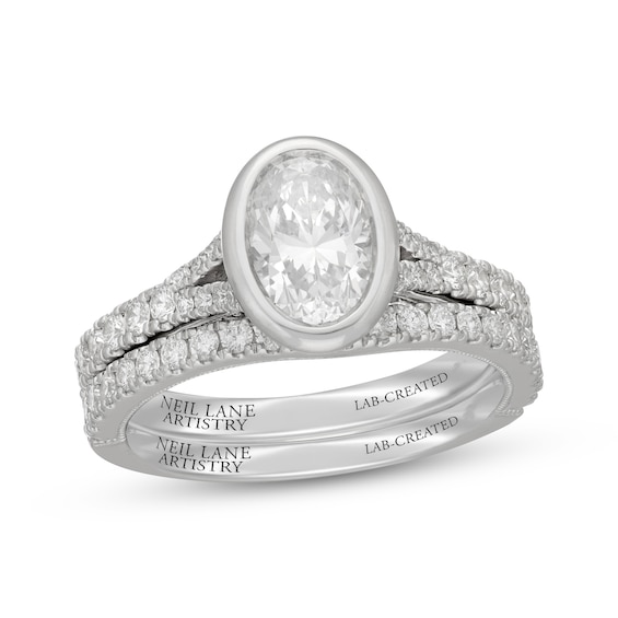 Neil Lane Artistry Oval-Cut Lab-Grown Diamond Bridal Set 1-3/4 ct tw 14K White Gold