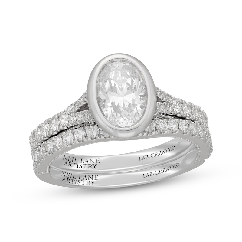 Main Image 1 of Neil Lane Artistry Oval-Cut Lab-Grown Diamond Bridal Set 1-3/4 ct tw 14K White Gold