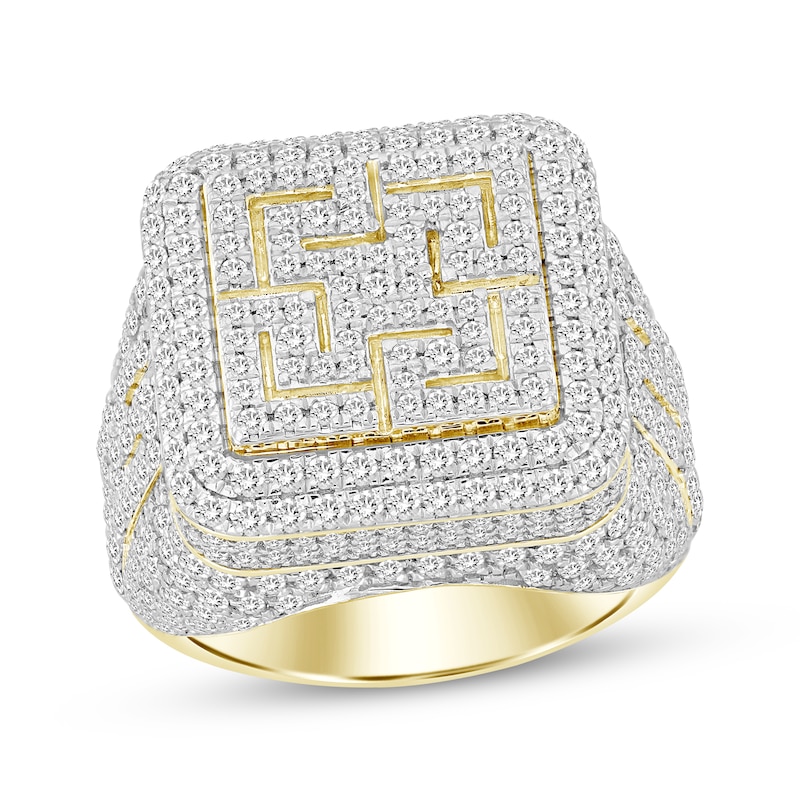 Main Image 1 of Men's Diamond Greek Key Ring 3-1/4 ct tw 10K Yellow Gold