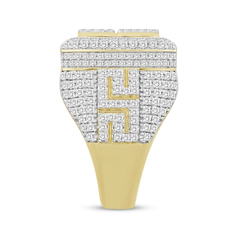 Main Image 2 of Men's Diamond Greek Key Ring 3-1/4 ct tw 10K Yellow Gold