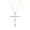 Thumbnail Image 1 of KAY Lab-Grown Diamonds Marquise & Round-Cut Cross Necklace 3/4 ct tw 10K Yellow Gold 18&quot;