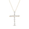 Thumbnail Image 0 of Lab-Created Diamonds by KAY Marquise & Round-Cut Cross Necklace 3/4 ct tw 10K Yellow Gold 18"