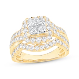 Now + Forever Princess-Cut Diamond Cushion Frame Engagement Ring 2 ct tw 14K Yellow Gold