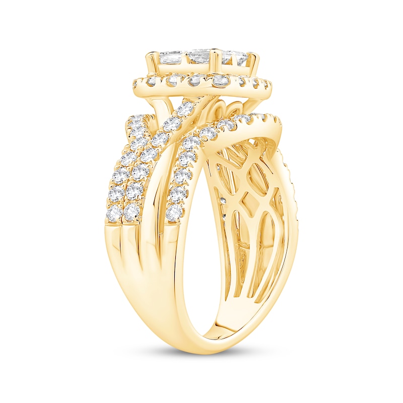 Main Image 2 of Now + Forever Princess-Cut Diamond Cushion Frame Engagement Ring 2 ct tw 14K Yellow Gold