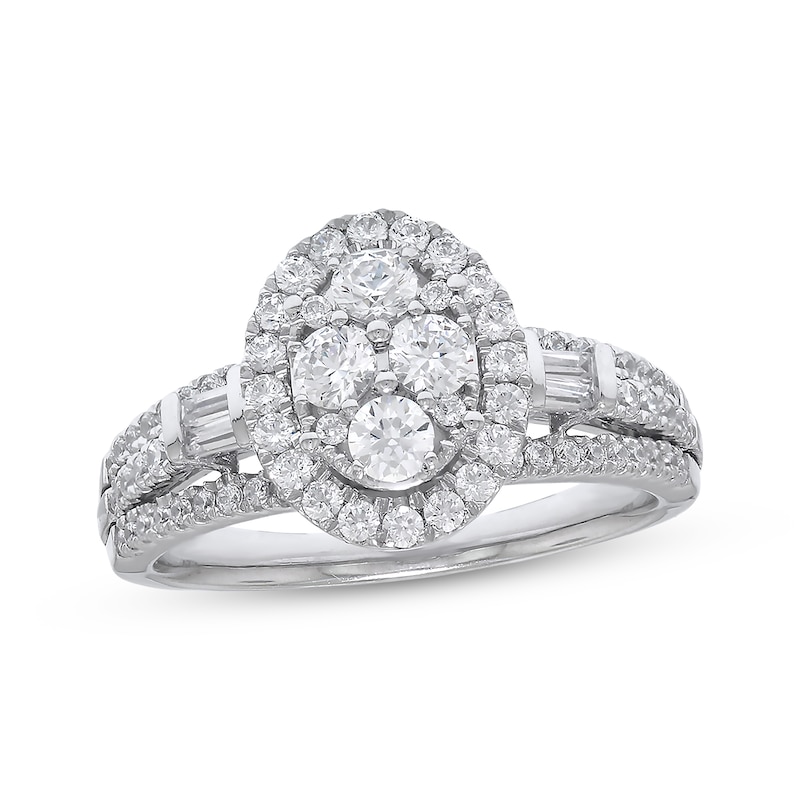 Main Image 1 of Now + Forever Multi-Diamond Oval Frame Engagement Ring 1 ct tw 14K White Gold