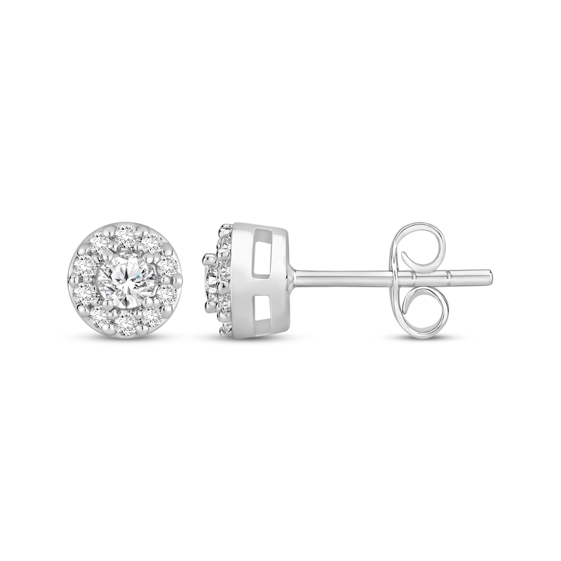 Diamond Halo Stud Earrings 1/4 ct tw 10K White Gold