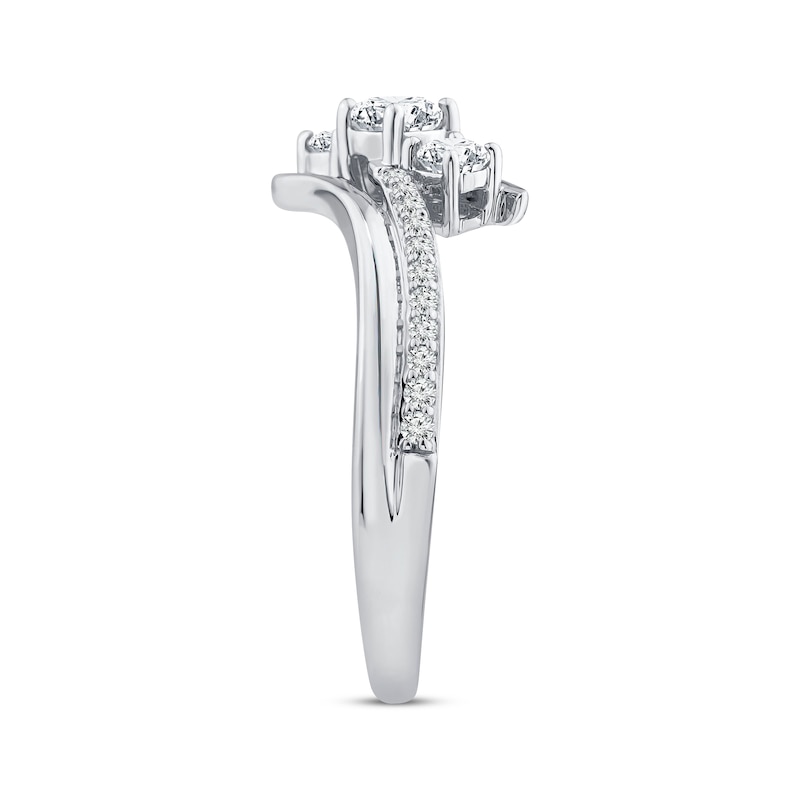 Main Image 2 of Diamond Three-Stone Bypass Ring 1/2 ct tw 10K White Gold