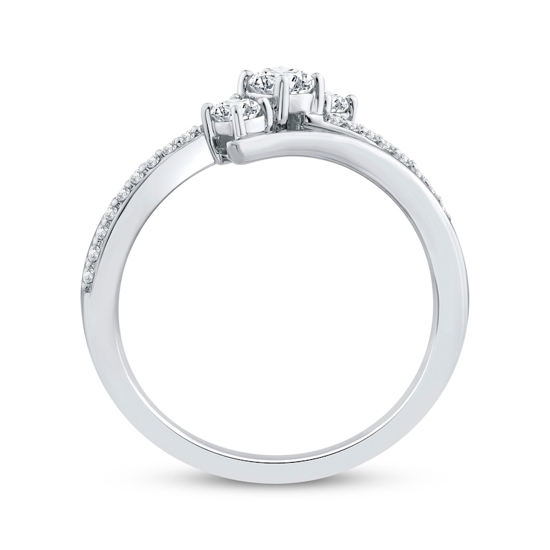 Main Image 3 of Diamond Three-Stone Bypass Ring 1/2 ct tw 10K White Gold