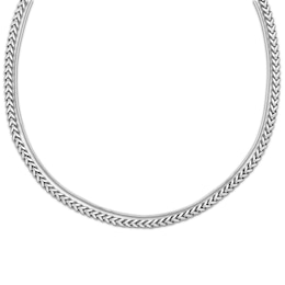 Layered Foxtail Chain & Snake Chain Necklace Solid Stainless Steel 20.75"