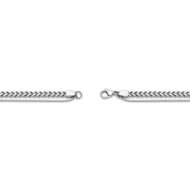 Main Image 3 of Layered Foxtail Chain & Snake Chain Necklace Solid Stainless Steel 20.75&quot;