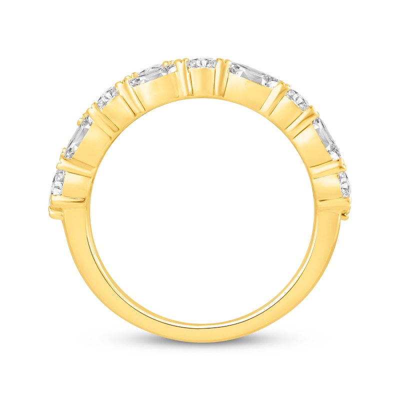 Main Image 3 of Lab-Grown Diamonds Marquise & Round-Cut Three-Row Anniversary Ring 2-1/2 ct tw 14K Yellow Gold