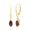 Thumbnail Image 1 of Oval-Cut Garnet & Diamond Dangle Earrings 1/20 ct tw 10K Yellow Gold