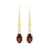 Thumbnail Image 2 of Oval-Cut Garnet & Diamond Dangle Earrings 1/20 ct tw 10K Yellow Gold